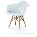 Baxton Studio Fiorenza White Plastic Armchair with Wood Eiffel Legs